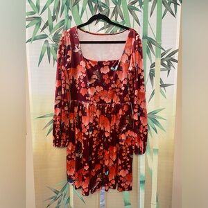 Autumn in Japan Velvet Squared Up Bishop Longline Dress